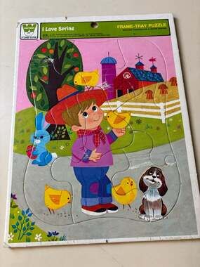 GLD 76631-3 Little Farmer Vintage 1971 Easy Frame Tray 20 Piece Jigsaw Puzzle, 8